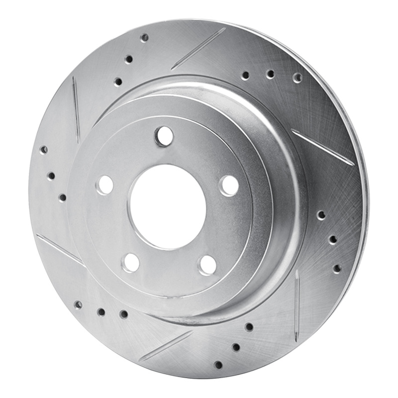 Chevrolet Cobalt Brake Rotor (1) - Rear Left - R1 Concepts - Drilled & Slotted - Silver - `08-`10